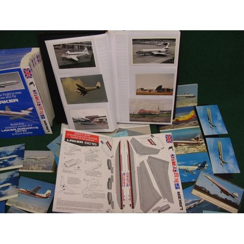 182 - Quantity of Laker Airways cardboard DC10 kits, quantity of airliner postcards, album part filled wit... 