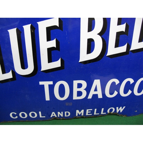 199 - Enamel advertising sign - Smoke And Enjoy Blue Bell Tobacco, Cool And Mellow, black shaded white let... 