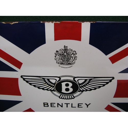 204 - Enamel sign for Bentley with the Winged B motif and By Appointment crest at the centre of the Union ... 