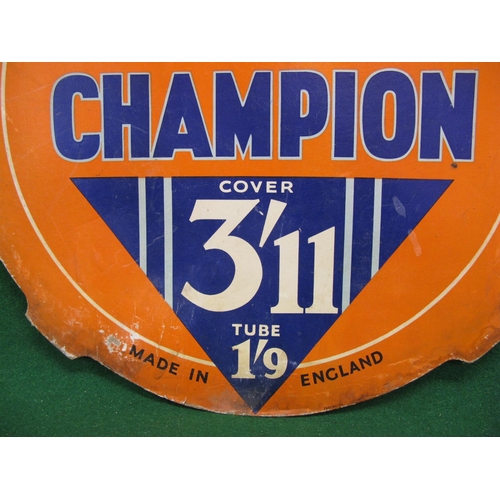 211 - Circular cardboard sign for Dunlop Champion, Of Outstanding Value, Cover 3'11, Tube 1'9, Made in Eng... 