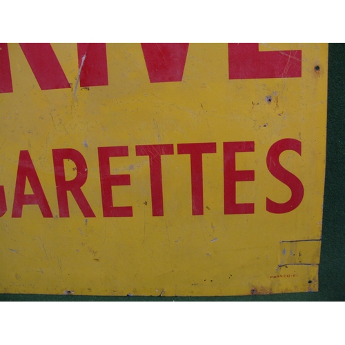 213 - Franco aluminium sign for Park Drive Cigarettes, red letters on a yellow ground - 24