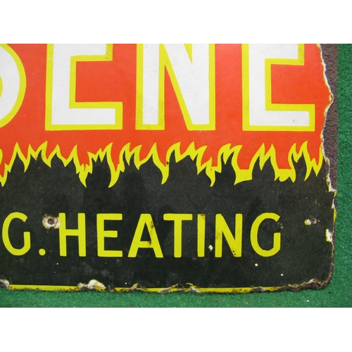 215 - Double sided enamel advertising sign for ROP Kerosene Cooking, Lighting, Heating.  Yellow and white ... 