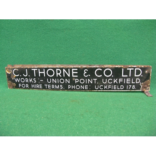 219 - Two buldozer bonnet mounted enamel signs for CJ Thorne & Co. Ltd Works - Union Point, Uckfield.  For... 