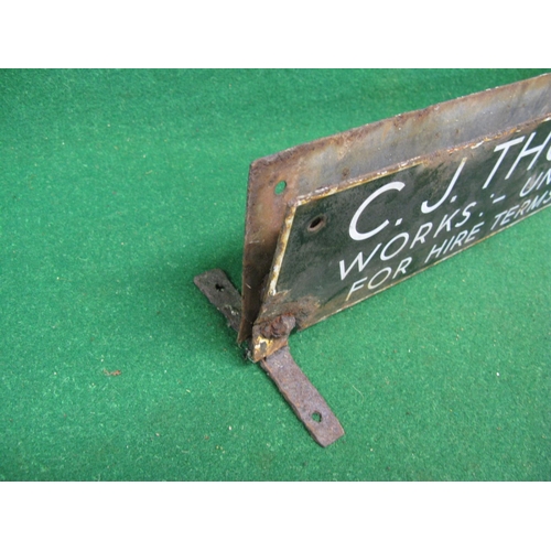 219 - Two buldozer bonnet mounted enamel signs for CJ Thorne & Co. Ltd Works - Union Point, Uckfield.  For... 