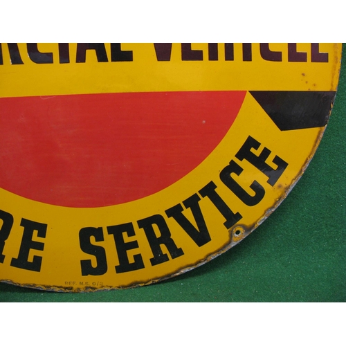 225 - Enamel sign for Dunlop Commercial Tyre Service, black letters on a yellow and red ground - 24