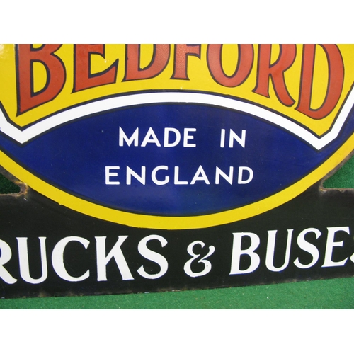 229 - Double sided enamel hanging sign for Bedford Made In England Trucks And Buses Sales & Service featur... 