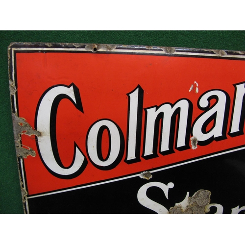 238 - Small enamel sign for Colman's Starch, white letters on a red and black ground - 24