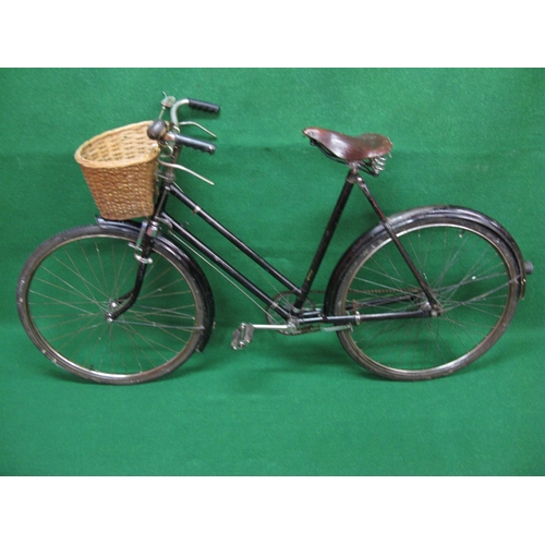 249 - Hercules ladies bicycle with rod brakes, four Sturmey Archer gears, full mud guards, front basket an... 