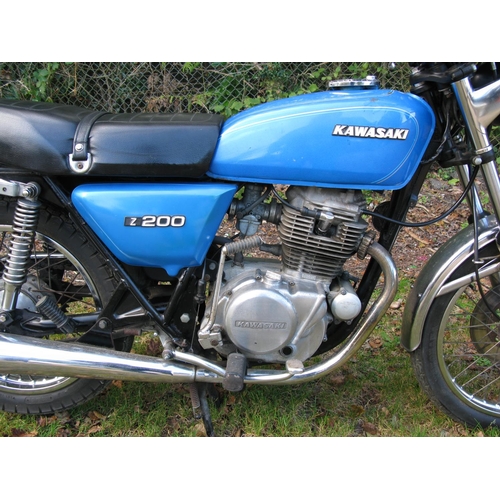 257 - 1977 Kawasaki Z200.  Registration No. MJY 974R.  Chassis No. KZ200A-000671.  Engine No. KZ200AE00057... 