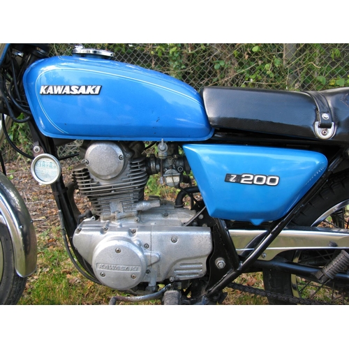 257 - 1977 Kawasaki Z200.  Registration No. MJY 974R.  Chassis No. KZ200A-000671.  Engine No. KZ200AE00057... 