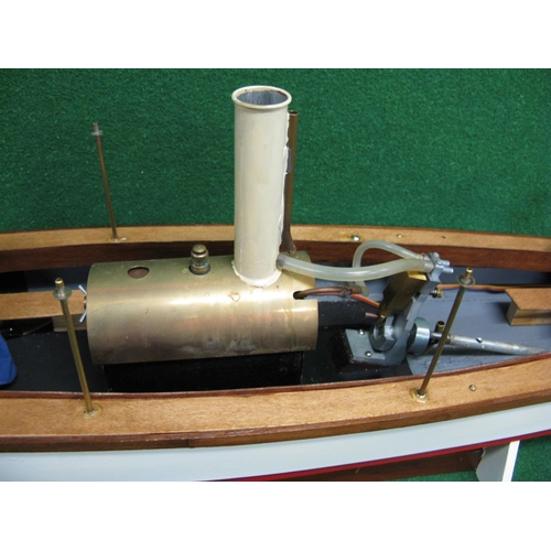 262 - Wood and metal live steam launch constructed from plans presented with the March 1986 edition of Mod... 