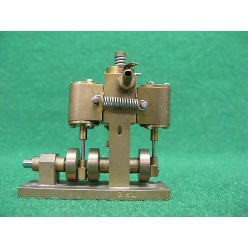 264 - Vertical twin oscillating live steam engine for a model boat, base plate 2.75