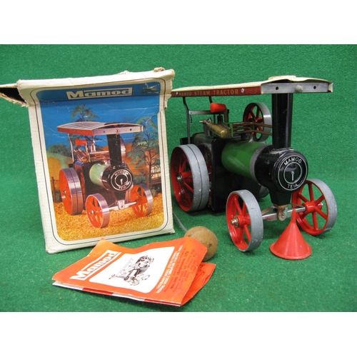 274 - Mamod steam tractor with liquid Meths burner, steering column, filler funnel, leaflet and box