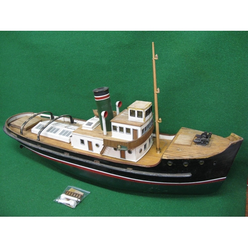 277 - Large and heavy all wood radio controlled model of a steam, twin screw, tug.  Fitted with two electr... 