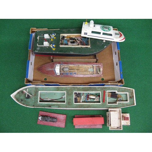 279 - Three model boats with electric motors, all in need of a re-fit.  Cargo vessel - 30.5