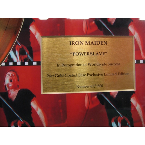 300 - A 24ct Gold Coated Disc Exclusive Limited Edition Number 61/1500 for Iron Maiden Powerslave, In Reco... 