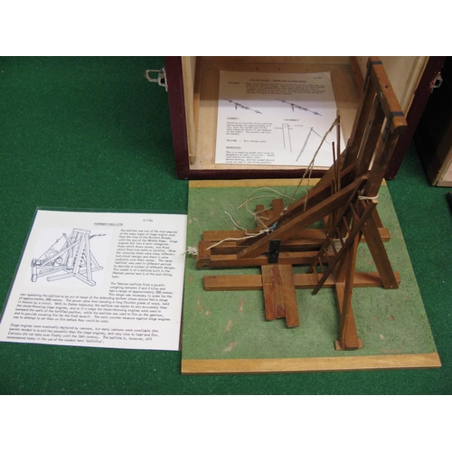 308 - Two cased educational working models of a trebuchet and ballista.  Both need minor repairs and are m... 