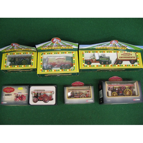 315 - Six boxed Corgi 1:50 vintage fairground vehicles to include: four for local (Sussex) Harris showmen