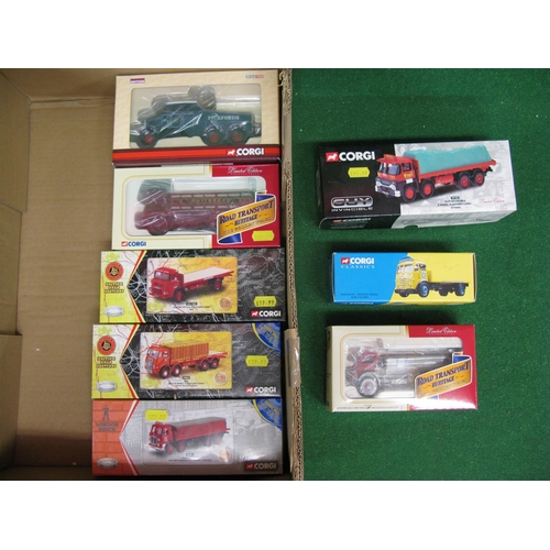 328 - Eight boxed 1:50 Corgi classic British lorries to include: BRS lime spreader, Whitbread Austin brewe... 