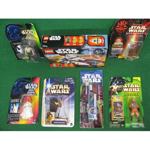 330 - Five boxed Star Wars figures, pencil set and Lego Republic Fighter tank (contents unverified)