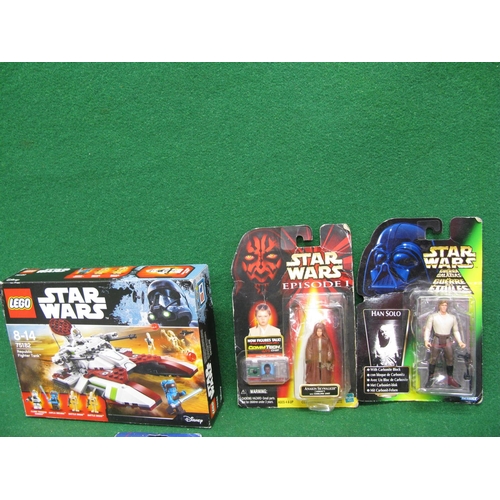 330 - Five boxed Star Wars figures, pencil set and Lego Republic Fighter tank (contents unverified)