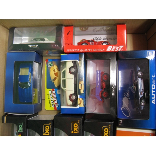 331 - Sixteen boxed 1:43 scale vehicles from Ixo, Autoart, Best, Maxicar, Minichamps, Corgi etc