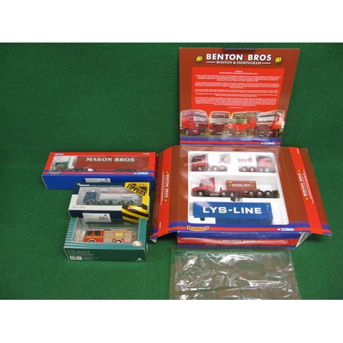 340 - Four boxed 1:50 models to comprise: Corgi Hanson eight wheel tipper, Mason Bros curtainsider and Ben... 