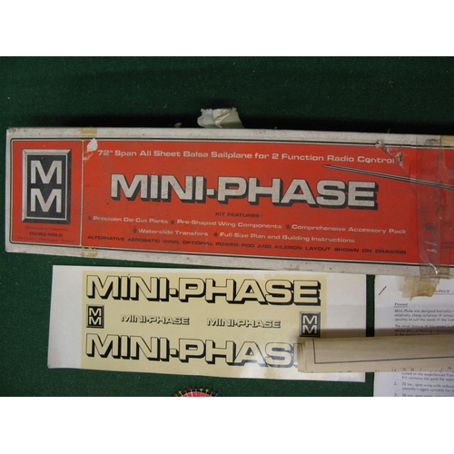 345 - Boxed Mini-Phase balsa radio controlled glider kit with plans and instructions.  Designed by Chris F... 