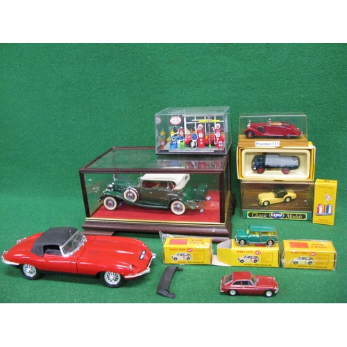 353 - Danbury Mint Cadillac V16 in display case, Polistil E Type, Rolls Royce Phantom 111, Vanguard lorry,... 