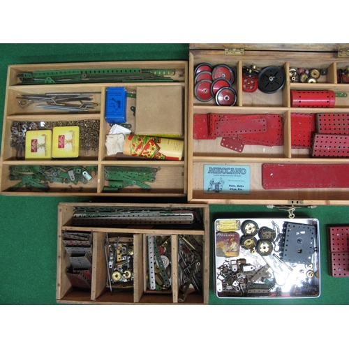 365 - Bespoke lockable wooden box with lift out tray of Meccano with additional box and tin of parts, tool... 