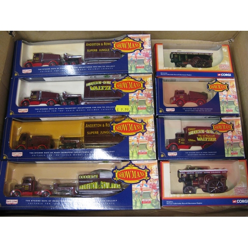 369 - Eight boxed 1:76 scale Lledo or Corgi fairground vehicles plus a boxed Lledo Showmans engine and car... 