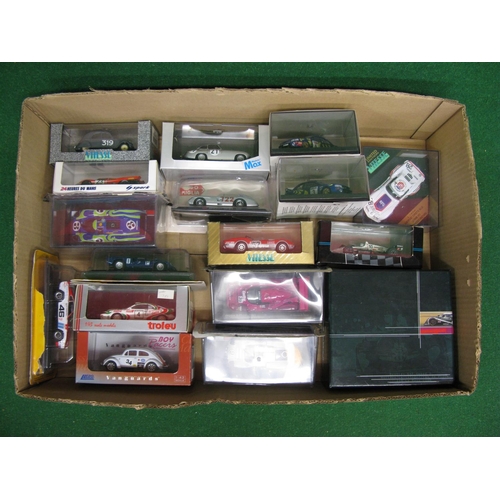 373 - Seventeen boxed 1:43 scale rally and racing cars from Trofeu, Minichamps, Vitesse, Spark, Max, Onyx,... 