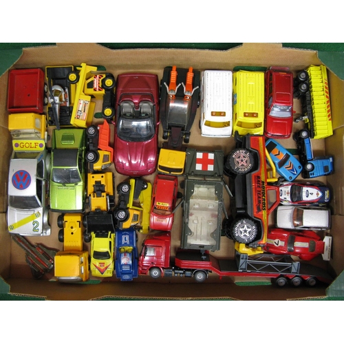 374 - Box of loose playworn model vehicles by Buddy, Autoart, Mattel, Siku, Hot Wheels, Politzi etc