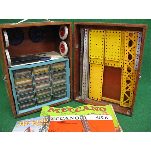 375 - Bespoke Meccano storage and transport box with contents and instructions for 2,3,4,5 and 6