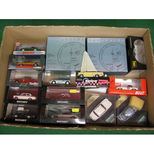 379 - Eighteen boxed 1:43 scale British classic cars from Vanguards, Dinky, Minichamps, Vitesse, Best, Cor... 