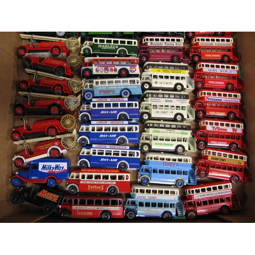 384 - Box of fifty two Lledo models mostly public service vehicles including many variants of buses and fi... 