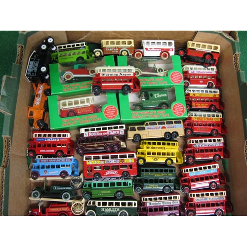 384 - Box of fifty two Lledo models mostly public service vehicles including many variants of buses and fi... 