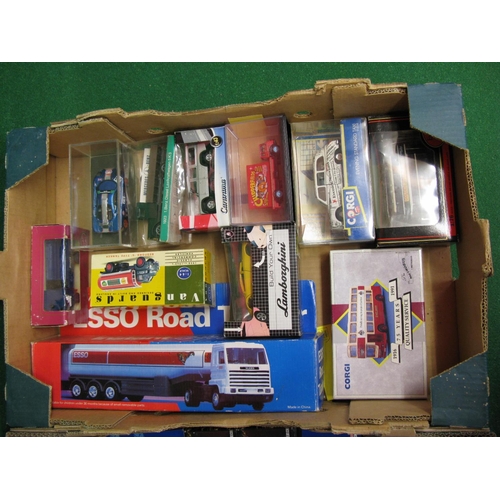 385 - Two boxes of approx twenty four boxed model vehicles from Corgi, Atlas, Cararama, EFE, Maisto, Vangu... 