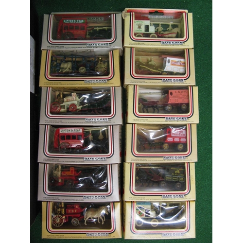 389 - Box of approx thirty two horse drawn vehicles from Lledo, all boxed