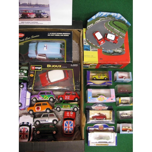 390 - Collection of approx sixty model Mini's of all types together with a Vanguards Display (wrong box) a... 