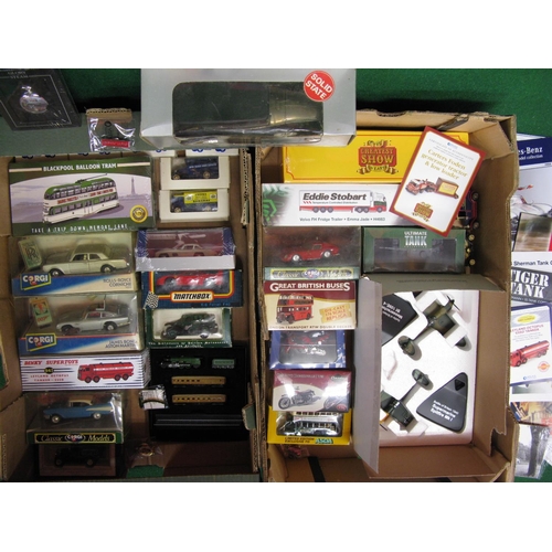 400 - Two boxes of mostly boxed model vehicles from Corgi, Matchbox, Lledo, Atlas and Chinese Dinky to inc... 