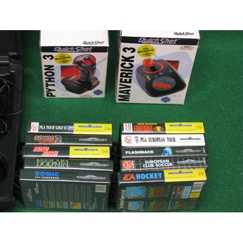 407 - Sega 16-bit Megadrive and two Megadrive control pads contained in original plastic carrying case wit... 