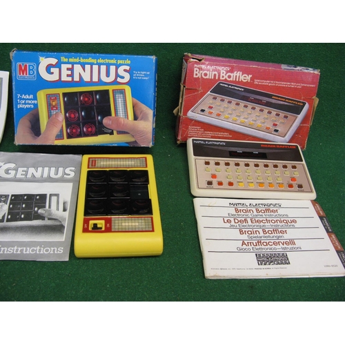 413 - Group of four electronic games to comprise: Mattel Electronics Brain Baffler complete with box and i... 