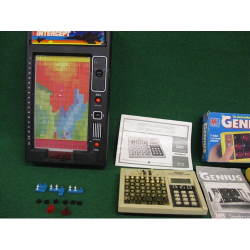 413 - Group of four electronic games to comprise: Mattel Electronics Brain Baffler complete with box and i... 