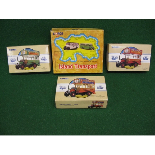 426 - Four 1990's boxed Corgi diecast buses including the Island of Jersey Bedford OB coach set