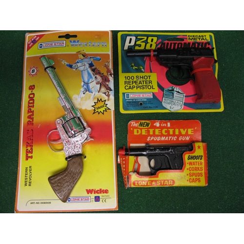 429 - Eight Lone Star guns to comprise: Firecat, Detective Spudmatic in box, Gambler(?), Lugar cap gun, Yo... 