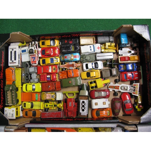 430 - Three boxes approx 100 playworn diecast models vehicles from various manufacturers