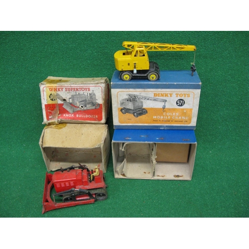 441 - Two loft find 1950's Dinky's to comprise: 571 Coles mobile crane and 561 Blaw Knox bulldozer, both i... 