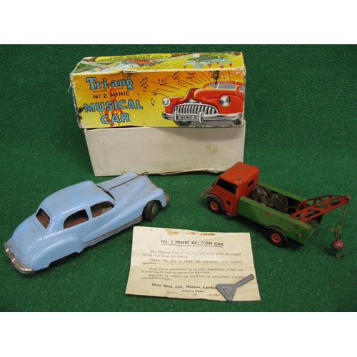 444 - Triang No. 2 Minic Musical Car box containing a pale blue clockwork plastic saloon car and leaflet t... 