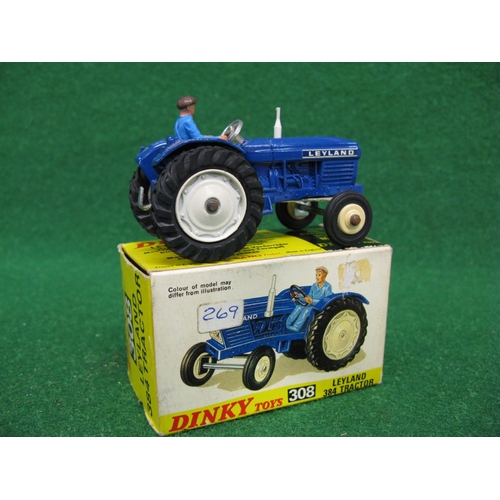 455 - Boxed 1970's Dinky 308 Leyland 384 tractor in dark blue with light blue driver